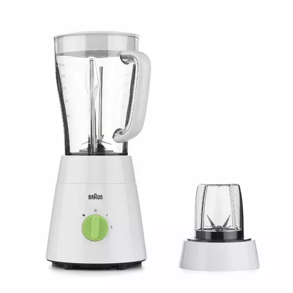 Braun Blender 1.75L Plastic Jug With Dry Grinder 500W Jb0115Wh 2 Plastic Jars Stainless Steel Blades Ice Crush Function 2 Speed With Pulse 1 Braun Blender 1.75L Plastic Jug With Dry Grinder 500W Jb0115Wh 2 Plastic Jars Stainless Steel Blades Ice Crush Function 2 Speed With Pulse