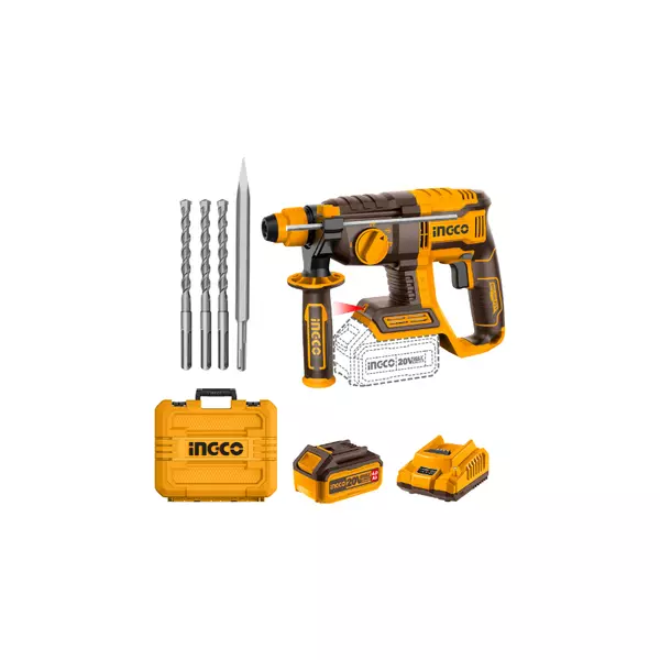 Ingco Cordless Rotary Hammer Lithium-Ion 20V With Brushless Motor, Integrated Led Work Light Crhli202081 1 Ingco Cordless Rotary Hammer Lithium-Ion 20V With Brushless Motor, Integrated Led Work Light Crhli202081