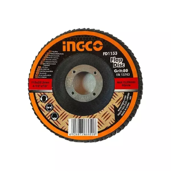 Ingco Flap Disc P80 115X22.2Mm Fd1153 1 Ingco Flap Disc P80 115X22.2Mm Fd1153