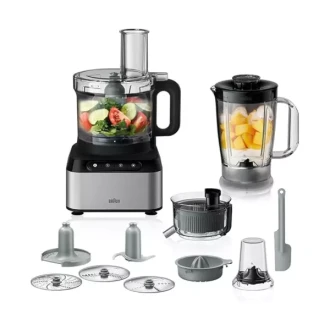 Braun Food Processor 2.1l Bowl with 1.2l Blender Stainless Steel Blade 800w Fp301bi-Fp3233si