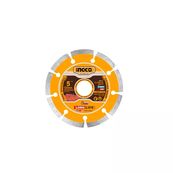 Ingco Dry Diamond Disc 125Mm(5&Quot;)X22.2Mm Dmd011254 1 Ingco Dry Diamond Disc 125Mm(5&Quot;)X22.2Mm Dmd011254