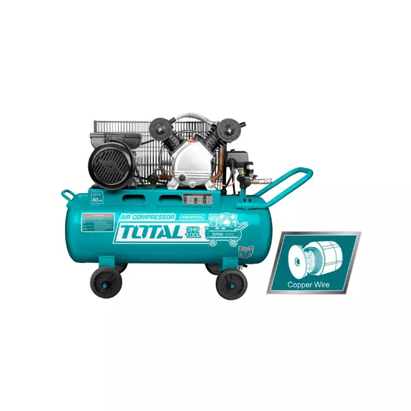 Total Air Compressor 100L With 2 Heads, Copper Wire Motor 3Hp Tc2301006 1 Total Air Compressor 100L With 2 Heads, Copper Wire Motor 3Hp Tc2301006