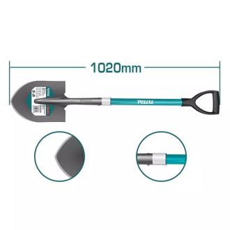 Total Garden Steel Shovel with Fiberglass Handle THTH12102