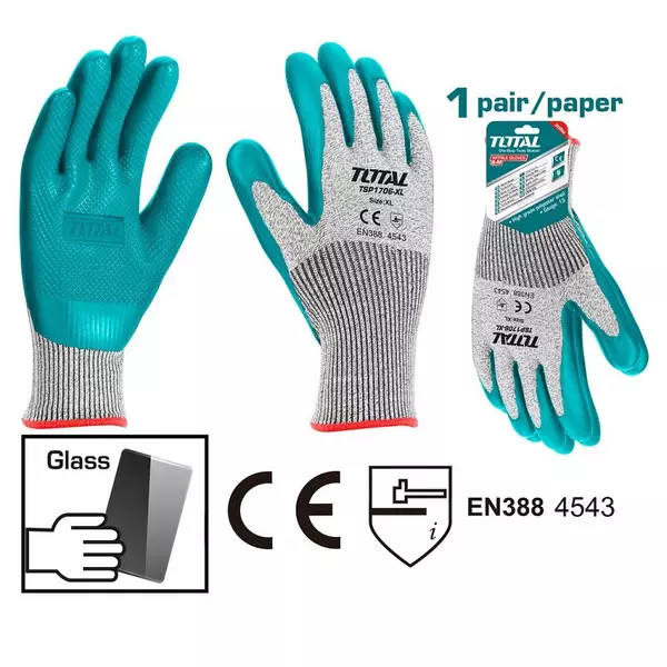 Total Gloves Cut Resistant Latex Coated Palm Tsp1706-Xl 1 Total Gloves Cut Resistant Latex Coated Palm Tsp1706-Xl