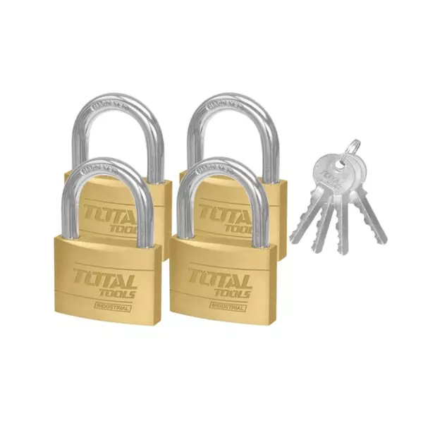 Total Heavy Duty Brass Padlock 40Mm, Solid Brass Cylinder With Pins, 4Pcs Brass Keys, 4Pcs Set Tlk32T4402 1 Total Heavy Duty Brass Padlock 40Mm, Solid Brass Cylinder With Pins, 4Pcs Brass Keys, 4Pcs Set Tlk32T4402