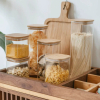 Generic Glass Jar Square with Wooden Lid 10x12cm – Elegant Storage Container for Kitchen & Home S1012(1-40)