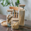 Generic Glass Jar Square with Wooden Lid 10x12cm – Elegant Storage Container for Kitchen & Home S1012(1-40)