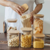 Generic Glass Jar Square with Wooden Lid 10x12cm – Elegant Storage Container for Kitchen & Home S1012(1-40)
