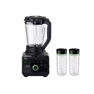 Braun Blender 3L Plastic Jug with Dry Grinder 1600W JB901AI-JB9042BK 2 Plastic Jars Stainless Steel Blades Ice Crush Function 10 Speeds With Pulse