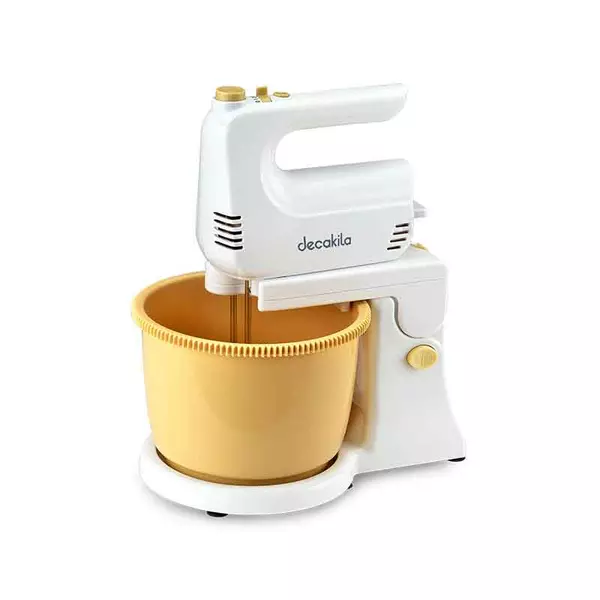 Decakila Kitchen Machine 2.5L Plastic Bowl 5 Speed With Turbo Function 250W Kemx020W Liftable Head White And Gold Steel Beaters With Hook Knead Or Beat And Mix 1 Decakila Kitchen Machine 2.5L Plastic Bowl 5 Speed With Turbo Function 250W Kemx020W Liftable Head White And Gold Steel Beaters With Hook Knead Or Beat And Mix