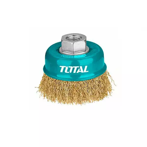 Total Wire Cup Brush With Nut 125Mm Soft Golden Tac31051 1 Total Wire Cup Brush With Nut 125Mm Soft Golden Tac31051