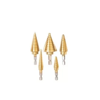 Total Step Drill Bit Set 1/4" Hex Shank TACSD2051 (Pack of 5pcs)