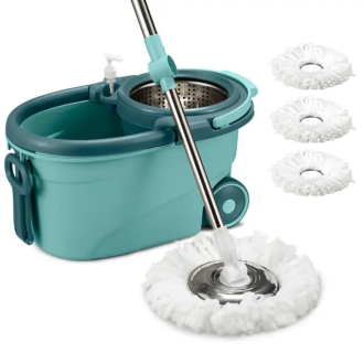 Spin Mop Bucket Set Floor Mop Rotating w/ 2 Heads Green - WS2345M