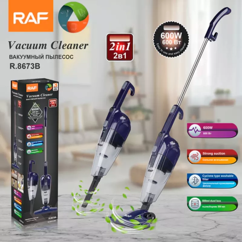 RAF 2-in-1 Vacuum Cleaner 600W 0.5L Capacity 4-Meter Power Cable R.8673B WS670K