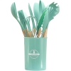 12 Piece Silicone Kitchen Utensils Set - Nonstick, Heat Resistant, BPA Free, Wooden Handles