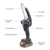 O-CONN Cordless 6 Inch Handheld Portable Electric Chainsaw with 2 Batteries