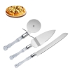 Cake Cutting Set for Wedding, Stainless Steel Cake Knife Server Set and Pizza Cutter Wheel 3pcs