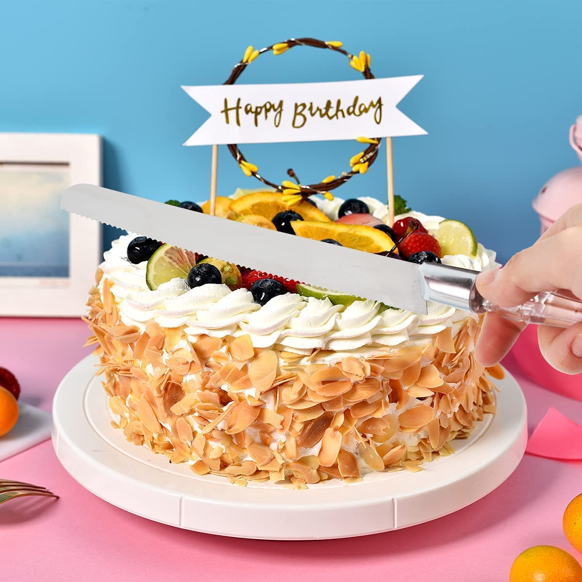 Cake Cutting Set For Wedding, Stainless Steel Cake Knife Server Set And Pizza Cutter Wheel 3Pcs 4 Cake Cutting Set For Wedding, Stainless Steel Cake Knife Server Set And Pizza Cutter Wheel 3Pcs