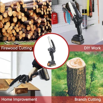 O-CONN Cordless 6 Inch Handheld Portable Electric Chainsaw with 2 Batteries