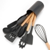 12 Piece Silicone Kitchen Utensils Set - Nonstick, Heat Resistant, BPA Free, Wooden Handles