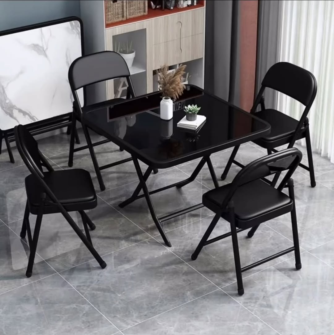 Folding Table With Tempered Glass Square 102x22x80cm - WS1200K
