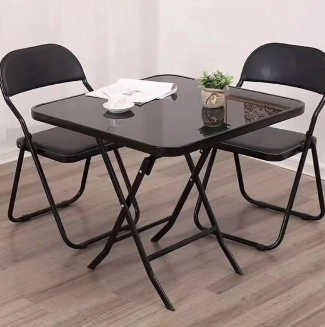 Folding Table With Tempered Glass Square 102x22x80cm - WS1200K