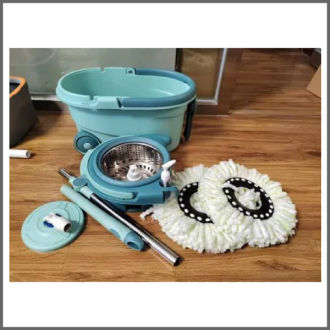 Spin Mop Bucket Set Floor Mop Rotating w/ 2 Heads Green - WS2345M