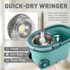 Spin Mop Bucket Set Floor Mop Rotating w/ 2 Heads Green - WS2345M