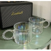 Small Bubble Ring With Handle Glass Cup Europe Style Household Coffee Mug