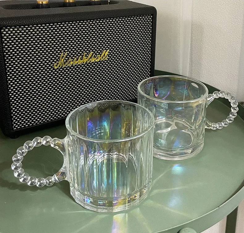 Small Bubble Ring With Handle Glass Cup Europe Style Household Coffee Mug 10 Small Bubble Ring With Handle Glass Cup Europe Style Household Coffee Mug