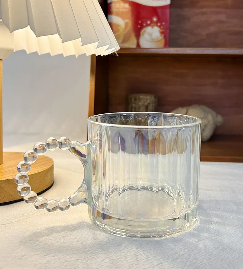 Small Bubble Ring With Handle Glass Cup Europe Style Household Coffee Mug 5 Small Bubble Ring With Handle Glass Cup Europe Style Household Coffee Mug