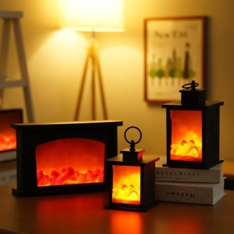 LED Fireplace Flame Lantern Lamp Simulation Flame Night Light USB Or Battery Powered Flameless Lamp for Courtyard Room Decor