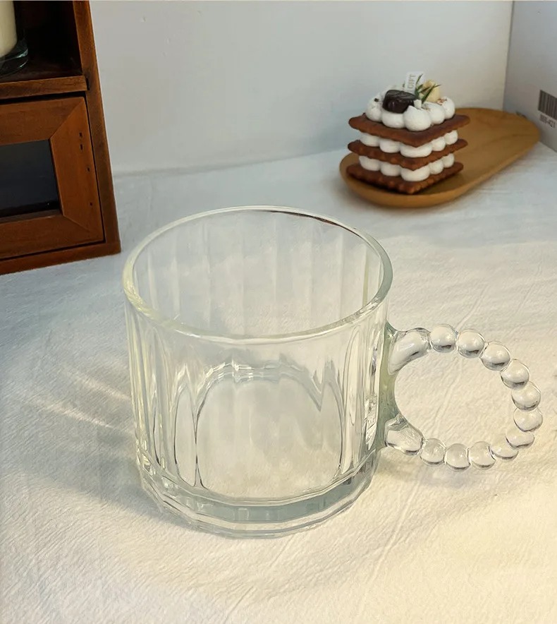 Small Bubble Ring With Handle Glass Cup Europe Style Household Coffee Mug 6 Small Bubble Ring With Handle Glass Cup Europe Style Household Coffee Mug