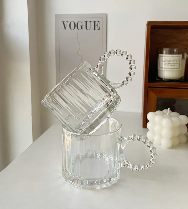 Small Bubble Ring With Handle Glass Cup Europe Style Household Coffee Mug 1 Small Bubble Ring With Handle Glass Cup Europe Style Household Coffee Mug