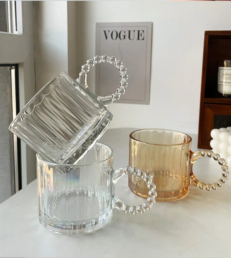 Small Bubble Ring With Handle Glass Cup Europe Style Household Coffee Mug 8 Small Bubble Ring With Handle Glass Cup Europe Style Household Coffee Mug