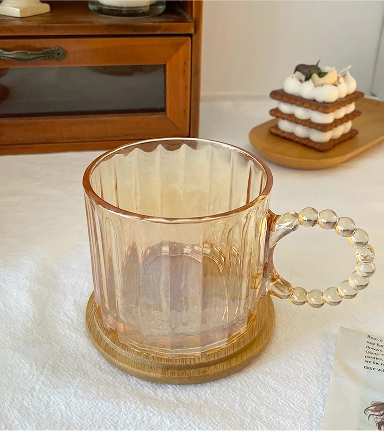 Small Bubble Ring With Handle Glass Cup Europe Style Household Coffee Mug 2 Small Bubble Ring With Handle Glass Cup Europe Style Household Coffee Mug