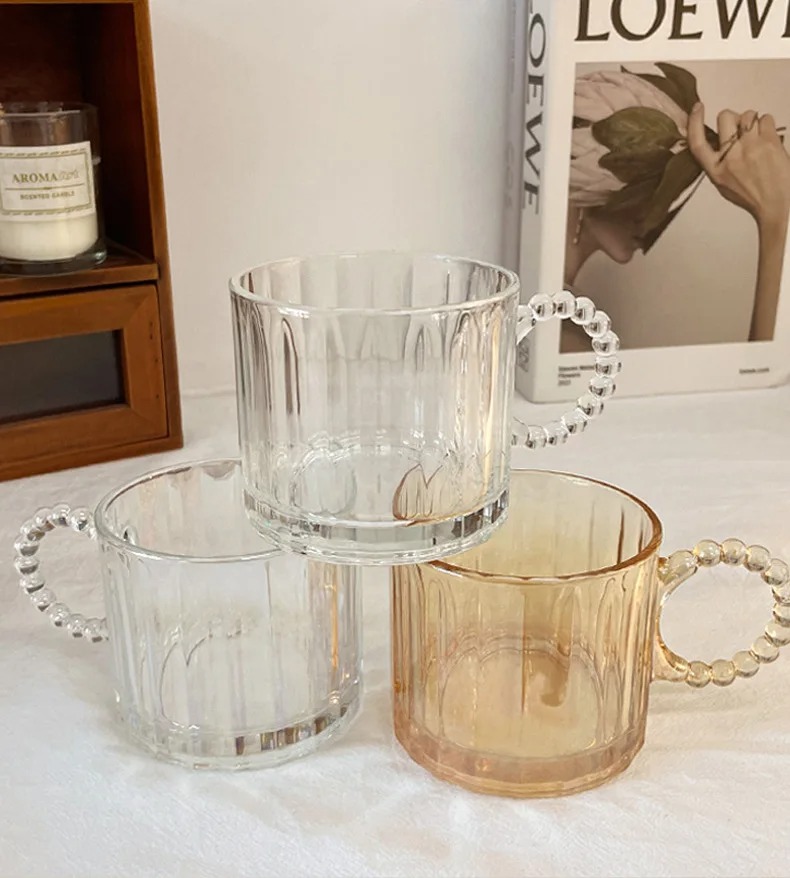 Small Bubble Ring With Handle Glass Cup Europe Style Household Coffee Mug 4 Small Bubble Ring With Handle Glass Cup Europe Style Household Coffee Mug