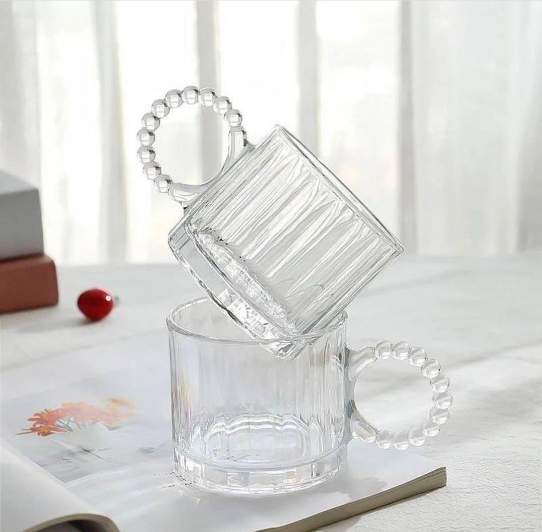 Small Bubble Ring With Handle Glass Cup Europe Style Household Coffee Mug 12 Small Bubble Ring With Handle Glass Cup Europe Style Household Coffee Mug