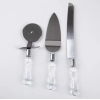 Cake Cutting Set for Wedding, Stainless Steel Cake Knife Server Set and Pizza Cutter Wheel 3pcs